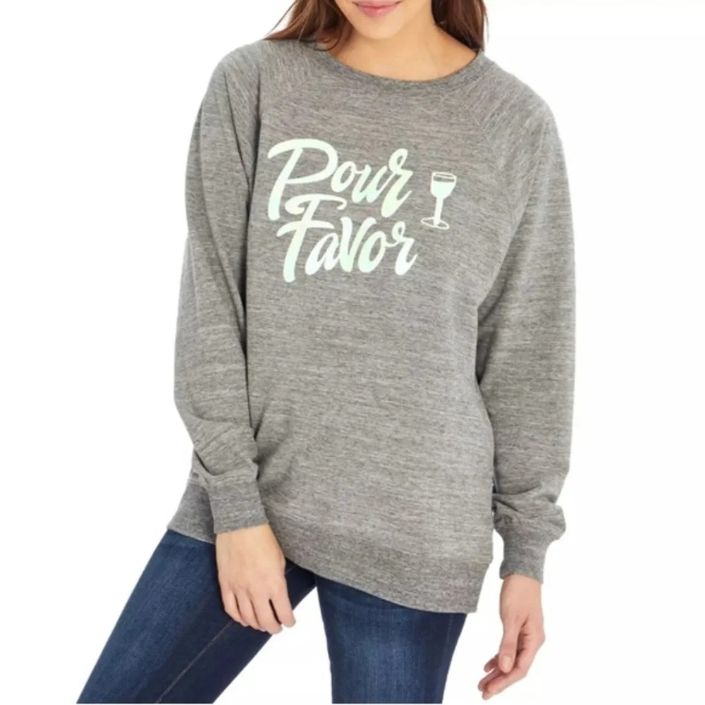 Final Price Wildfox POUR FAVOR Wine Glass Statement Sweatshirt